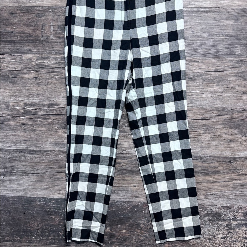 Talbots Hampshire Ankle Black and White Checkered Straight Leg Dress Pants - Picture 2 of 5